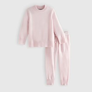 Quince 4T little girl 100% cashmere light pink sweater and joggers matching set